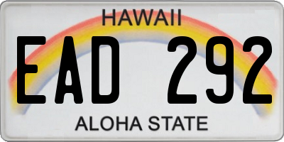 HI license plate EAD292