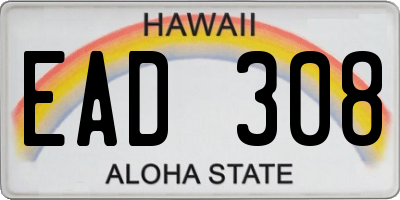 HI license plate EAD308