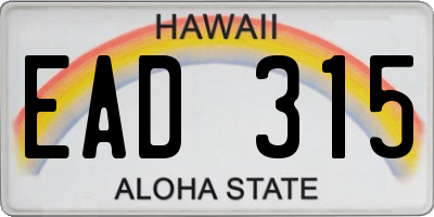 HI license plate EAD315