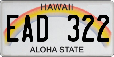 HI license plate EAD322