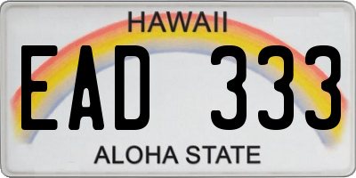 HI license plate EAD333