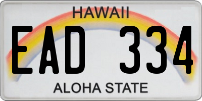 HI license plate EAD334