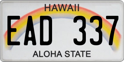 HI license plate EAD337