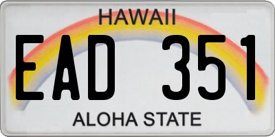 HI license plate EAD351