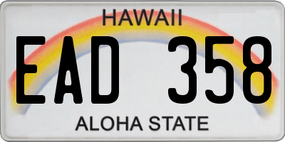 HI license plate EAD358