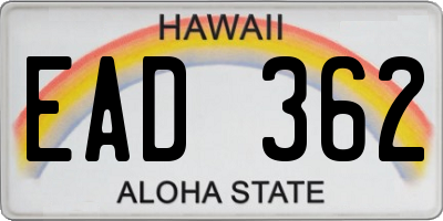 HI license plate EAD362