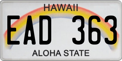 HI license plate EAD363