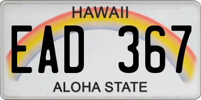 HI license plate EAD367