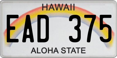 HI license plate EAD375