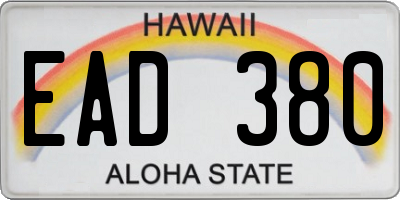 HI license plate EAD380