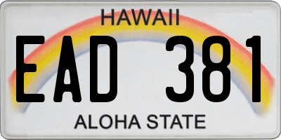 HI license plate EAD381