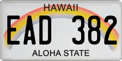 HI license plate EAD382