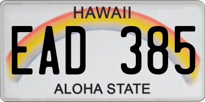 HI license plate EAD385