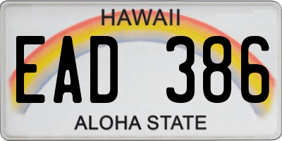 HI license plate EAD386