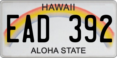HI license plate EAD392