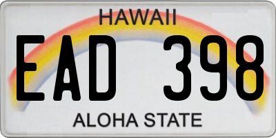 HI license plate EAD398