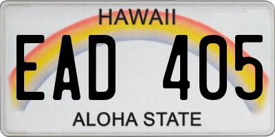 HI license plate EAD405