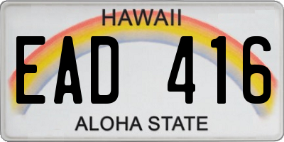 HI license plate EAD416