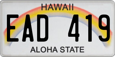 HI license plate EAD419