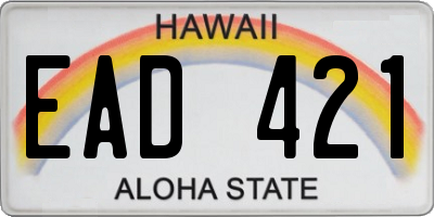 HI license plate EAD421