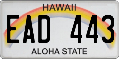 HI license plate EAD443