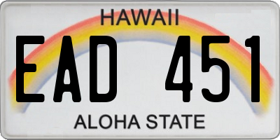 HI license plate EAD451