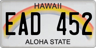 HI license plate EAD452