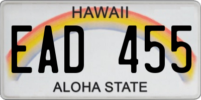 HI license plate EAD455