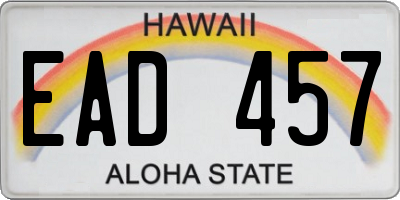 HI license plate EAD457