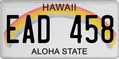 HI license plate EAD458