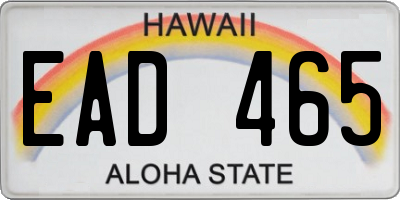 HI license plate EAD465