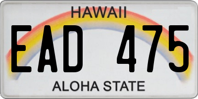 HI license plate EAD475
