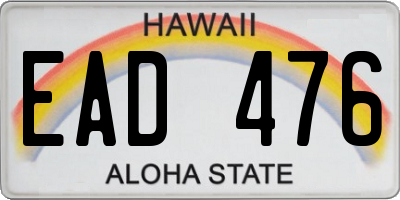 HI license plate EAD476