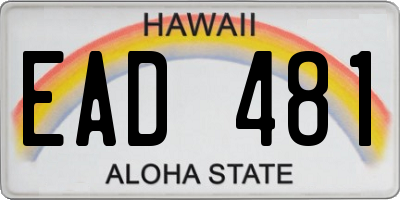 HI license plate EAD481