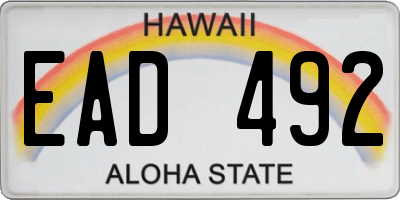 HI license plate EAD492