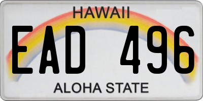 HI license plate EAD496