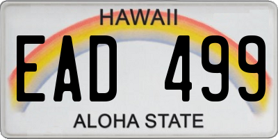 HI license plate EAD499