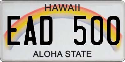 HI license plate EAD500