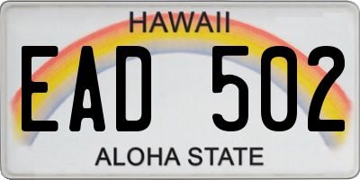 HI license plate EAD502