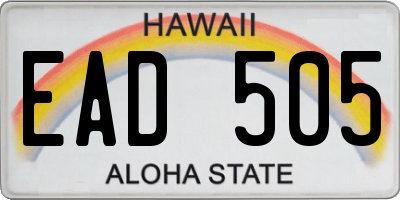 HI license plate EAD505