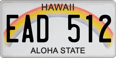 HI license plate EAD512
