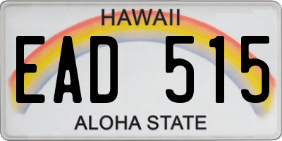 HI license plate EAD515