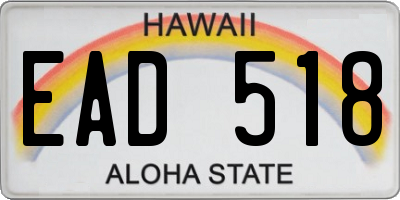 HI license plate EAD518
