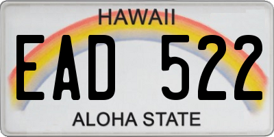 HI license plate EAD522