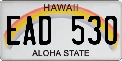 HI license plate EAD530