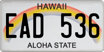 HI license plate EAD536