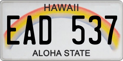 HI license plate EAD537