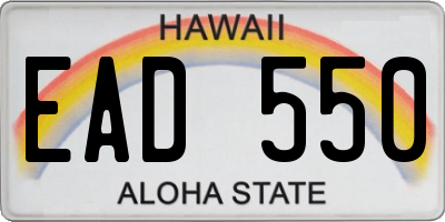 HI license plate EAD550