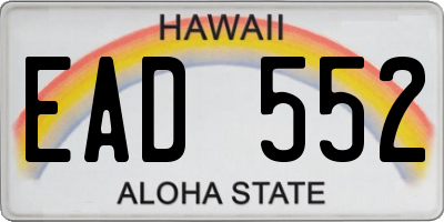 HI license plate EAD552