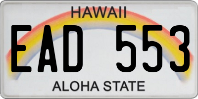 HI license plate EAD553